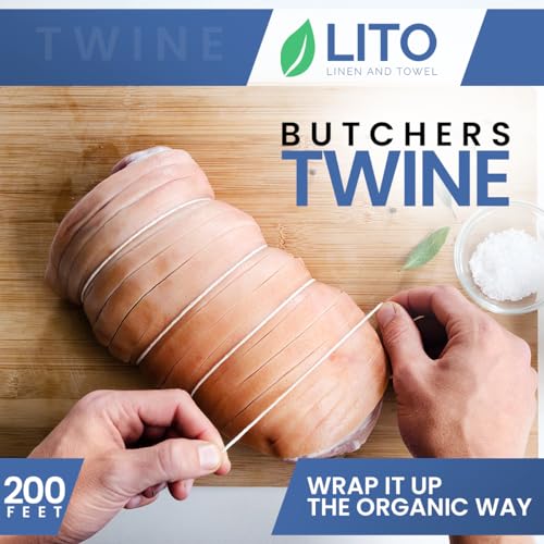 Image of Cotton Twine String | Wrapping Bakers Cooking Craft | Butchers Kitchen | Gifts Wrapping Thread | Festival Thread Hanging DIY Garden Decor 100% Cotton Twine |11 PLY | 200 FT Pack of 2