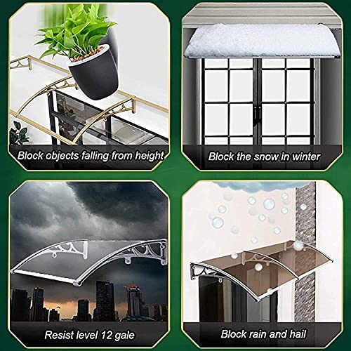 Front/Back Door Porch Canopy Rain Protector Awning Smash Resistant Roof Shelter Door Window Awning Canopy(Color:clear;Size:150X300Cm) #TOP2