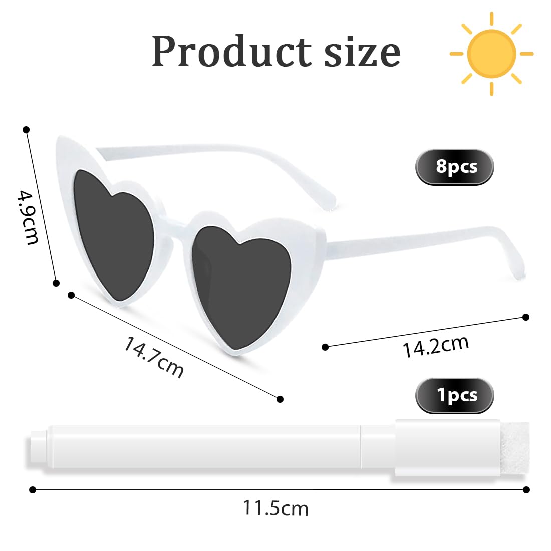 Etercycle Occhiali da sole a forma di cuore, con scritta Just