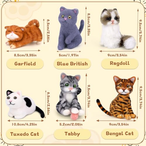 Image of Mayboos 6 Pcs Needle Felting Kit, Animal Needle Felting Beginner Kits Wool Felt Needle Felting Tools with Instruction for DIY Craft Animal Home Decoration (Cute Cat)