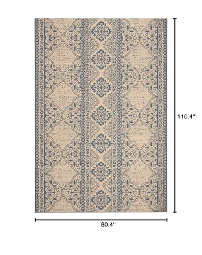 Tapete rectangular 6'7" x 9'2" azul y crema miniatura 2