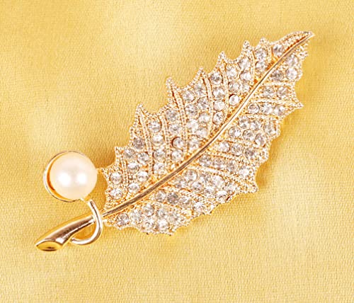 Image of Touchstone Indian Bollywood Handcrafted Designer Jewelry Brooch Lapel Pin in Gold Or Silver Tone for Women.