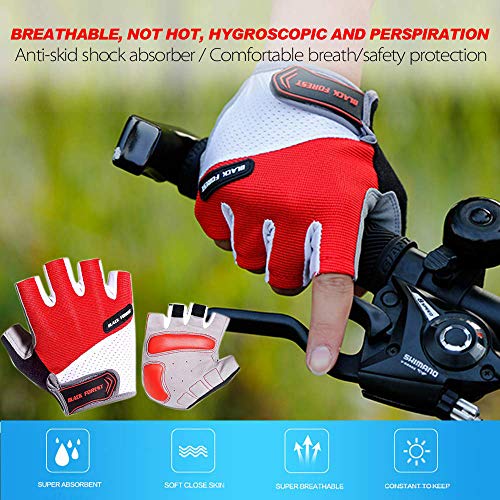 Luvas de Ciclismo, Andoer Luvas de ciclismo com meio dedo respirável Antiderrapante para motocicleta