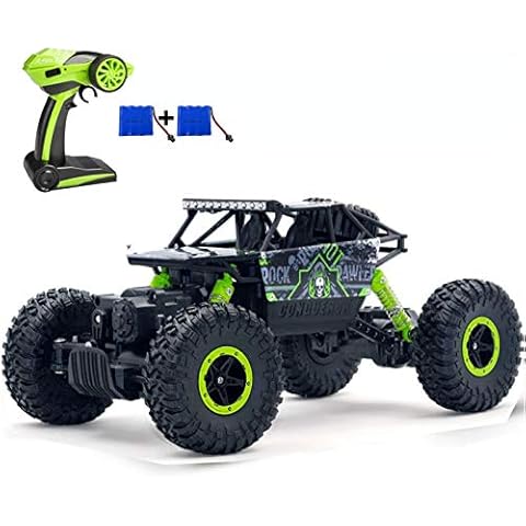 Remote Control Car Toy Gift for 6-12 Years Old Kids, 2.4Ghz RC Cars 4WD Powerful All Terrains RC Rock Crawler Off Road RC Truck Toys with 2 Batteries Green (Please Choose Carefully) Cover