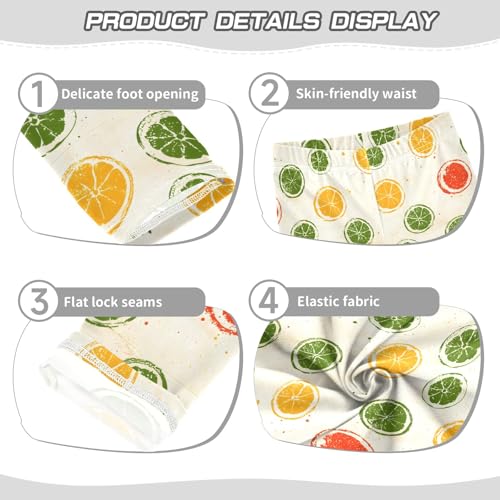 Retro Lemon Simple Prints Girls Leggings Soft Comfortable Athletic Leggings Dancing Pants for 4-10 Years3