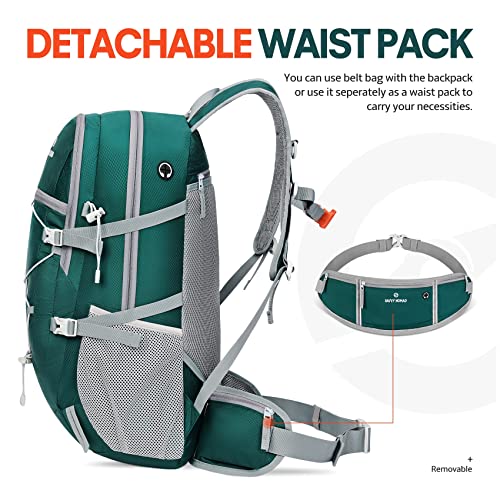 Savvy Nomad 40L Hiking Travel Packable Lightweight Camping Backpack Daypack With Removable Belt Bag For Women Men-Green #TOP5