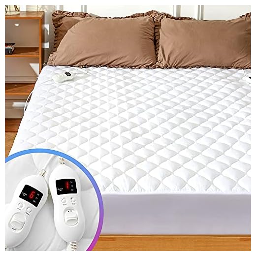 MAKATZ Heated Mattress Pad King Size Adjustable Zone Heating with 8 Heat Settings Controller Quilted Electric Mattress Pad Fit Up to 21 Inch
