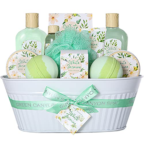 Spa Gift Baskets for Women -12 Pcs Jasmine Home Spa Set Including Shower Gel Bath Salt Body Lotion Women Bath Gift Set for Birthday Holiday Gift Set for Mother's Day Valentine's Day Spa Sets for Women