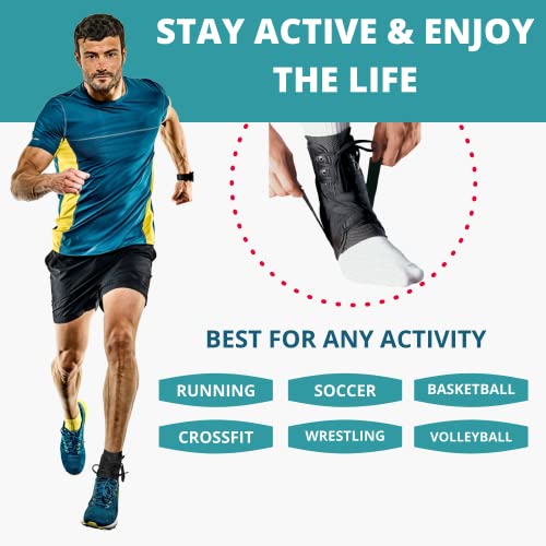 Medized® Ankle Brace, Stabilizer, Lace Up Adjustable Support, Stirrup Compression – For Running, Basketball, Volleyball, Injury Recovery, Sprain, Ankle Wrap For Men, Women, And Children (Large) #TOP3