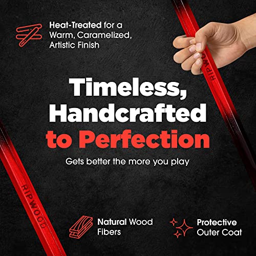 RipWood - Pennsylvania Ash Wooden Lacrosse Shaft, Durable and Flexible Lacrosse Sticks, 30-inch Lacrosse Sticks for Boys and Men of All Ages, Essential Lacrosse Equipment, Black-Red-Black