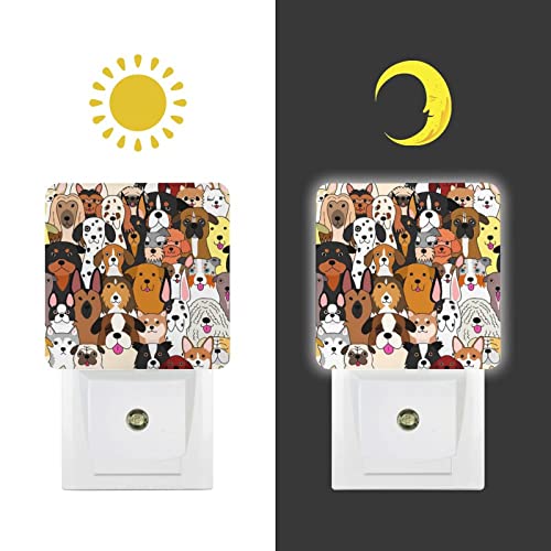 Acozuhse Led Night Lights Lamp With Dusk To Dawn Sensor, Doodle Dogs Colorful Background Night Lamp, Night Lights Plug Into Wall For Kids Room, Bedroom, Bathroom, Kitchen, Hallway #TOP4