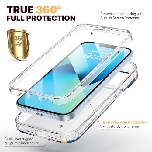 Image of Diaclara Designed for iPhone 13 Case, Full Body Rugged Case with Built-in Touch Sensitive Anti-Scratch Screen Protector, Soft TPU Bumper Case for iPhone 13 6.1 inch (Water Blue)
