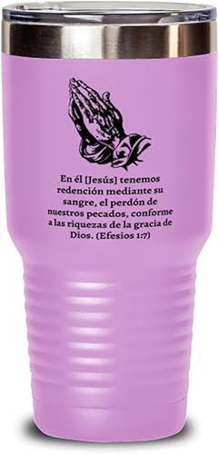 Regalos religiosos para hombres - Ama a tu projimo como a ti mismo para matrimonio, aniversario, primera comunion - Vaso de Vino color lila 30oz