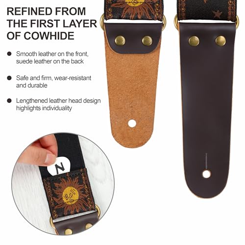 Nefelibata Sangle de guitare, pour guitare basse, électrique et acoustique, bouton de sangle, boucles de sangle et médiators - Les Beatles, Paul McCartney, John Lennon, RIngo Starr, George Harrison Nefelibata Sangle de guitare, pour guitare basse, électrique et acoustique, bouton de sangle, boucles de sangle et médiators – Image 6