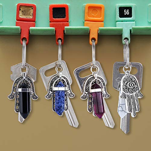 9 Pieces Crystal Keychain Hamsa Charm Hamsa Hand Keychain Ring Lucky Hamsa Evil Eye Keychain With Healing Stone For Women Girls Protection #TOP3