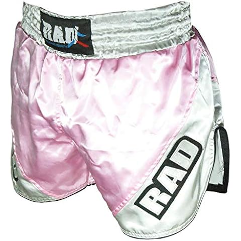 RAD The Ultimate Strength Muay Thai Boxing Shorts MMA Kick Fight Grappling Cage UFC Kids Fighter (Light pink, Large) Cover