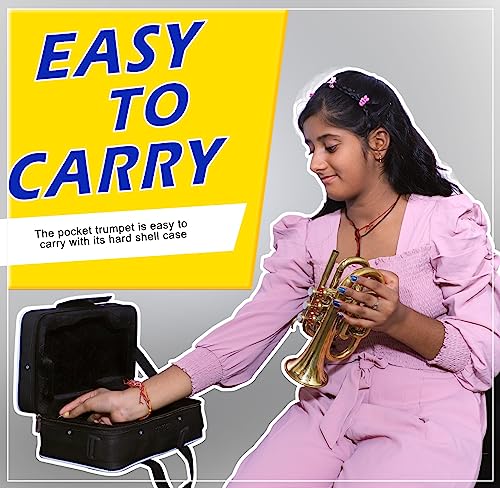 Pocket Trumpet Bb Brass Best Sound With Case #TOP2