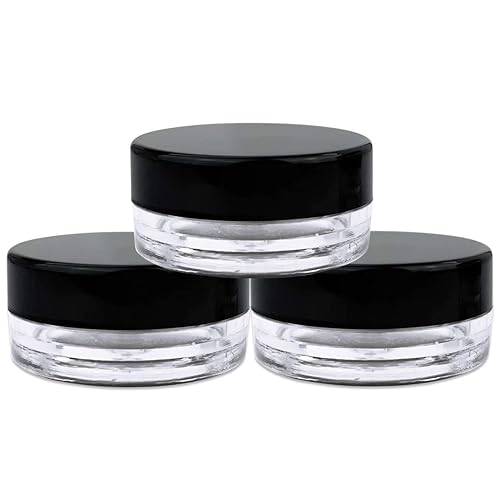 Vista 14 de 50 frascos vacíos de 0.11 oz/0.1 fl oz para muestras, sin BPA, pequeño recipiente de plástico redondo con tapa de rosca para viajes, cosméticos