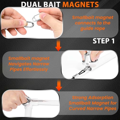 Image of Magnetic Wire Puller for Electrical Wiring,Wire Puller Tool,Cable Puller,Fish Tape Wire Pulling,Super Penetration for Boards /Water pipes-Electricians, Home Renovation, Indoor,Garden,Walls