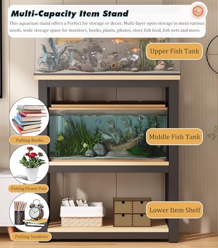 Gabinete de soporte para acuario, para tanques de criadores grandes, sistema de estante para reptiles con alfombrilla antideslizante, ideal para el hogar, oficina, salas de exposiciones
