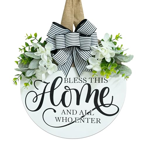 Welcome Sign for Front Door Wreath, Welcome Home Decorations, Wreaths for Front Door, Floral Round Wood Wall Decor, Front Porch Decor Gifts, for Spring Summer Fall All Seasons Holiday Christmas Decor