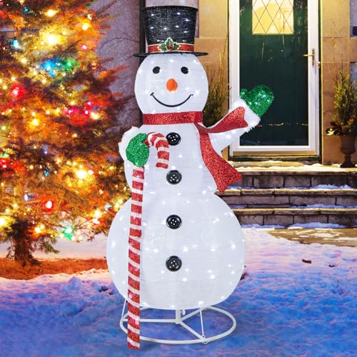 COSTWAY LED Schneemann 150 cm, Weihnachtsdeko für außen und innen,...