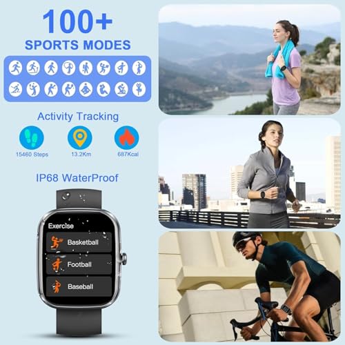 Smart Watch for Men Women(Answer/Make Calls), 1.91" HD Smartwatch, Fitness Tracker with 100+ Sport Modes, IP68 Waterproof, Heart Rate/Sleep/Step Monitor, Pedometer, Activity Tracker for iOS Android - Image 5