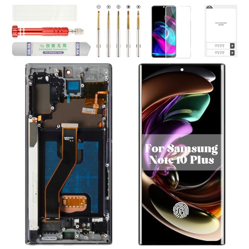 OLED for Samsung Note 10 Plus Screen Replacement 4g for Samsung Galaxy Note 10 Plus 5g LCD Digitizer Touch Screen for Samsung Note 10 Plus Display with Frame Black (with Fingerprint Function)