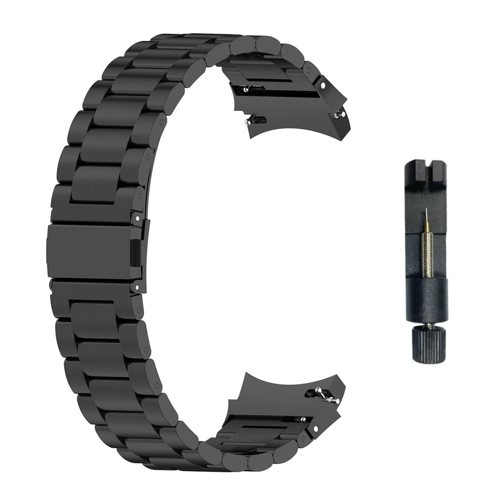 T TECLUSIVE Stainless Steel Metal Strap Chain Band Compatible for Galaxy Watch 6 / Watch 6 Classic/Galaxy Watch 5 Pro/Galaxy Watch 4 / Watch 4 Classic | Precise Curved Fitting with No Gap (Black) (B0CXY1PJ82) Amazon Price History, Amazon Price Tracker