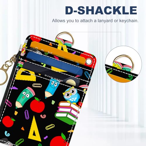 Image of Slim Wallet Credit Card Holder, Colorful Stationery, RFID Wallet Women Cute Small Front Pocket Wallet With Zipper, PU Leather Thin travel RFID Blocking Card Case ID Window,Ladies Gifts
