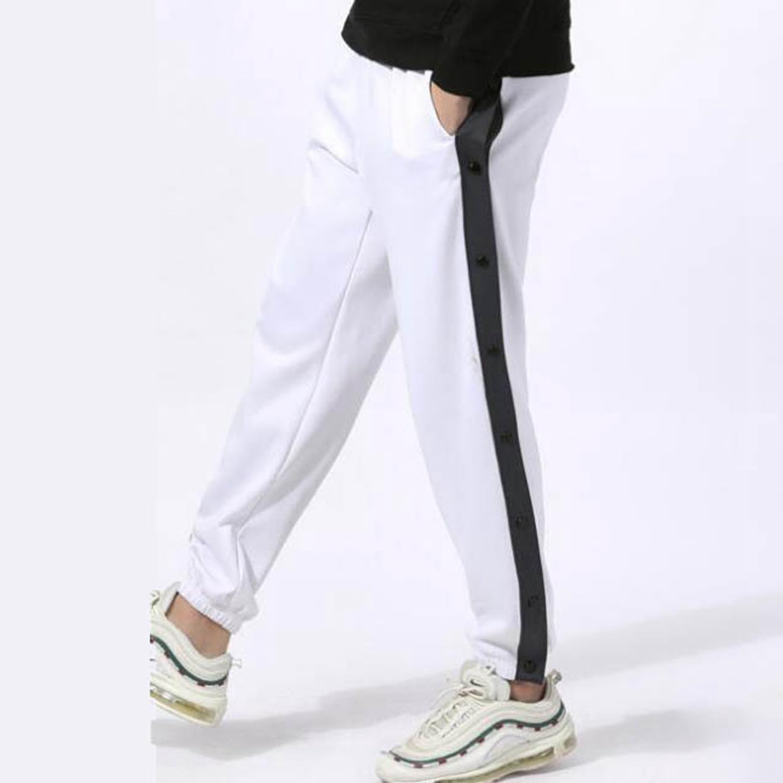 Pantalones de rehabilitación para mujer con apertura lateral – Pantalones de entrenamiento para hombre con botones laterales con botones – Pantalones de chándal para chicos – Pantalones deportivos