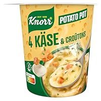 Knorr 4 Käse & Croûtons Potato Snack Pot, herzhafter Kartoffel Snack 1 Portion
