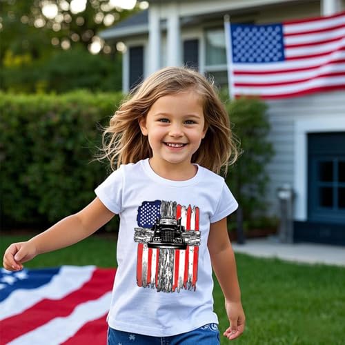 Image of Boys 4th of July Shirts-Toddler Girls Patriotic American Flag Tees Kids Memorial Day USA T-Shirts 2-7T