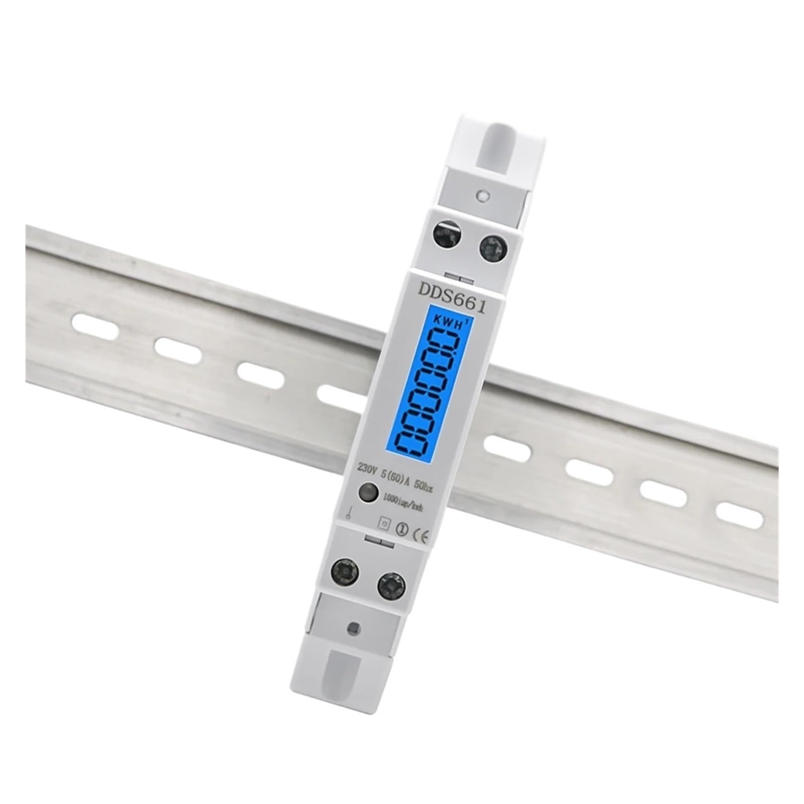 Watomierz jednofazowy z podświetleniem, cyfrowy wyświetlacz LCD, miernik zużycia energii, KWh, 5 (60) A, 230 V AC, 50 Hz, W, licznik energii na szynie DIN