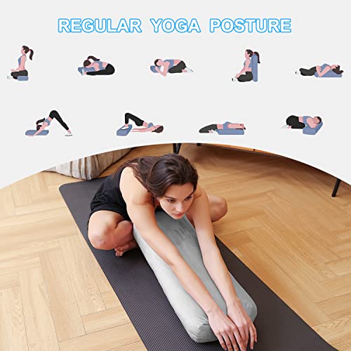 Yoga Bolster Pillow For Restorative Yoga - Meditation Pillow With Velvet Cover, Filled With Soft Cotton - Yoga Pillow For Yin Yoga, Prenatal Yoga, Meditation - Rectangular Yoga Bolster #TOP2