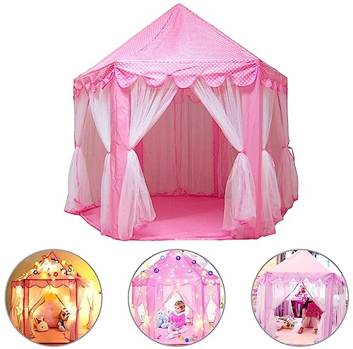 Barraca Infantil Tenda Dobravel Iluminada Toca Casinha Castelo Grande Luzes Menina Rosa
