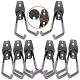 3-H Garage Wall Hooks Heavy Duty 8 Pack, Anti-Slip Steel Wall Mount Storage Hooks for Hanging Ladder Garden Yard Tools, Utility Organizer for Garage Lawn Shed(Gray)