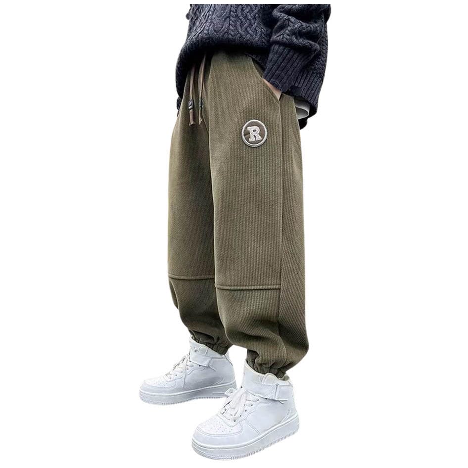 Boys Active Sweatpants for Kids Drawstring Elastic Joggers Fleece Lined Warm Pants Comfortable Breathable