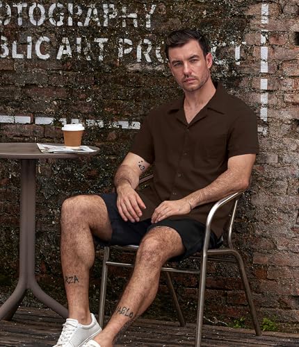 Image of VATPAVE Mens Striped Summer Shirt Casual Button Down Short Sleeve Beach Shirts Cotton Shirts for Men