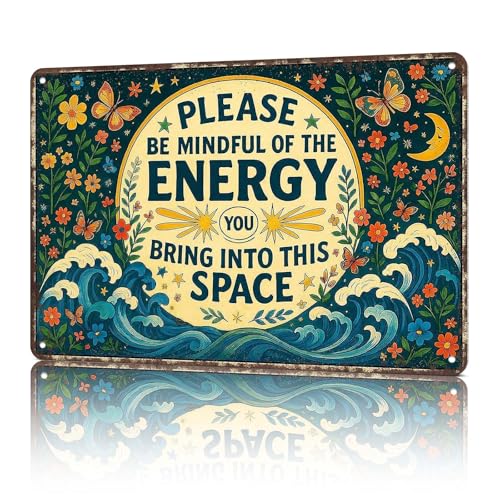 Mindful Energy Quote Sign 8x12 Aluminum Wall Decor