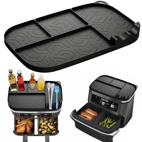 Airfryer Zubehör Silikonmatte mit Ablage – kompatibel mit Ninja AF400EU / AF451EU / AF500EU / DZ401, für Foodi Max Dual Zone & FlexDrawer 9,5–10,4 l, rutschfest, spülmaschinenfest