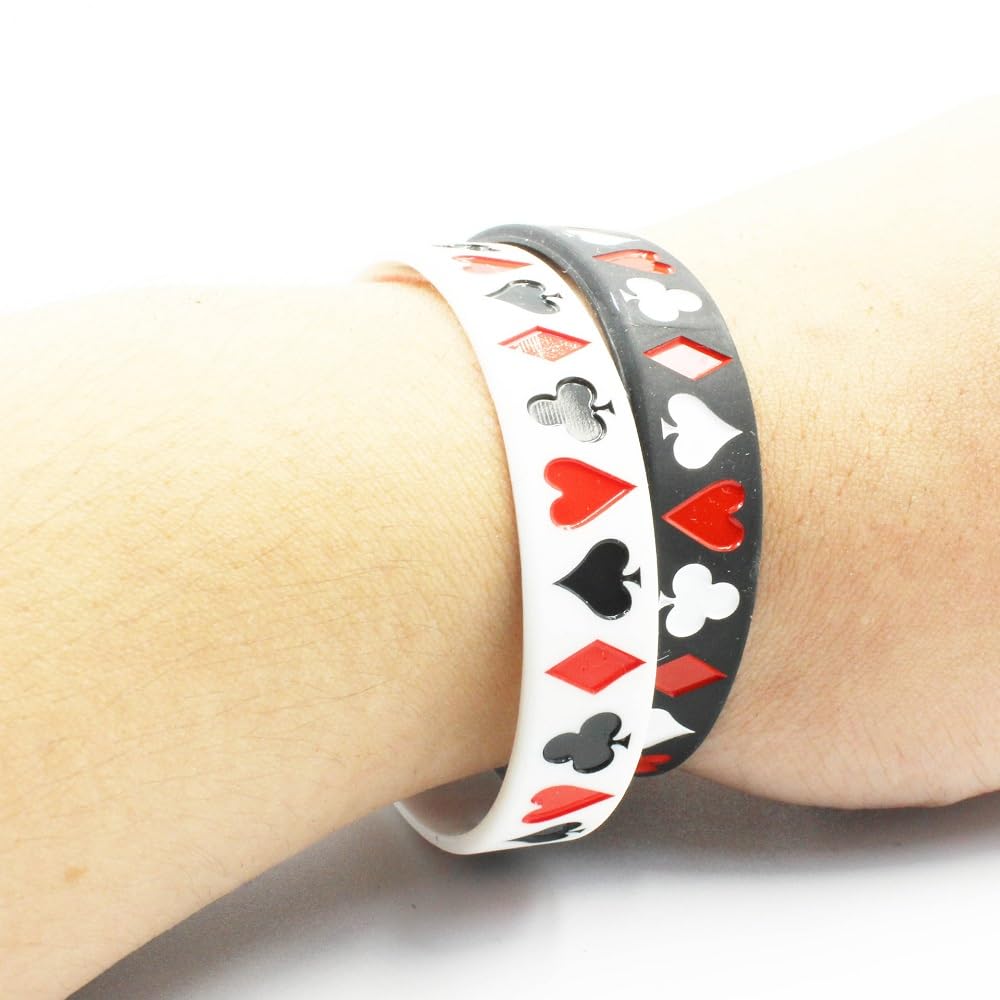 Caiyao Silicone Wristbands Bracelets Poker Star Y2K Funny Wristbands Decoration for Women Men Teen Friends Gift-2Pcs Poker