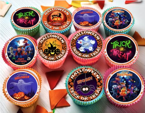 30 x PRE CUT HALLOWEEN EDIBLE WAFER CARD RICE PAPER 4.5 cms CUPCAKE TOPPERS DECORATIONS - Image 5
