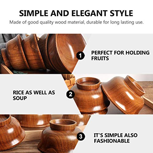 HEMOTON Tigela de madeira para servir, salada, frutas, macarrão, cozinha, louça, cereal, arroz, sopa