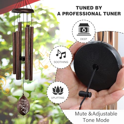 Image of ASTARIN Personalized Sympathy Wind Chime, Deep Tone Wind Chimes for Outside, Sympathy Gifts for Loss of Mom, Bereavement Gifts for Funeral /Condolences /Memorial(Produced in Texas)