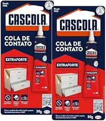 kit 2 Cascola Cola de Contato Extra Sem Toluol 30g – Adesivo Extraforte, Secagem Rápida, Alta Resistência e Multiuso para Madeira, Couro, MDF, Borracha, Metais e outros