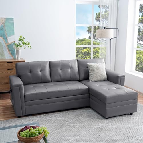 Naomi Home L-Shaped Sectional Sleeper Sofa USB Ports -