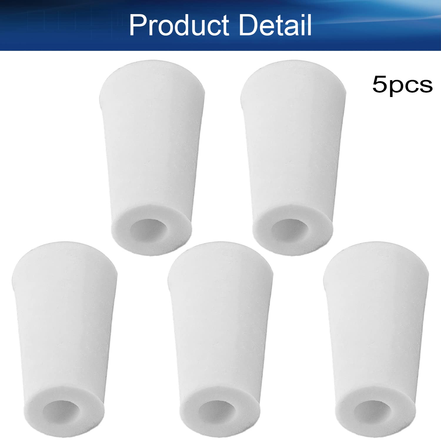Bettomshin 5Pcs Airlock Stopper 16-23mm/0.63"-0.91" Conical Silicone Stoppers Carboy Suitable for 21mm/0.83" Dia Hole Plugs for Homebrewing Beer Wine Kombucha White
