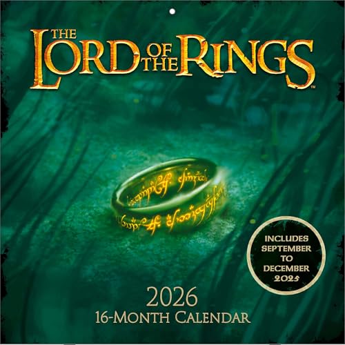 Pyramid International LORD OF THE RINGS (LOTR) 2026 Square Wall Calendar – Official 16-Month Middle-earth Calendar with Epic Movie Imagery – Gift for Fantasy Fans & Tolkien Collectors