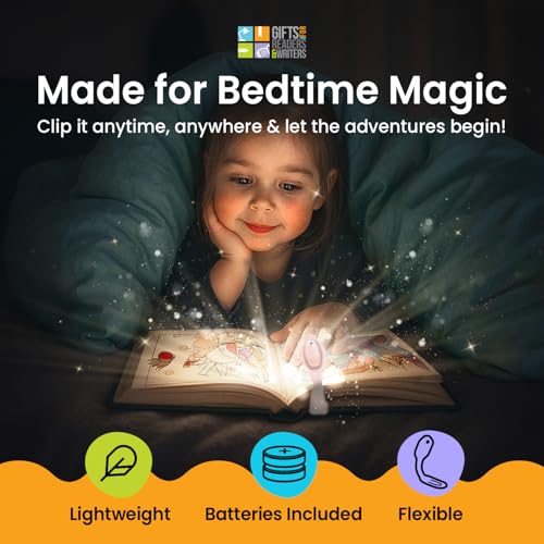 Image of Gifts for Readers & Writers Book Light for Kids, Clip On Reading Light for Bed, 2in1 Flexilight Pals & Bookmark, Small & Lightweight with a Soft Glow, 2 Batteries Included, Mermaid Teal